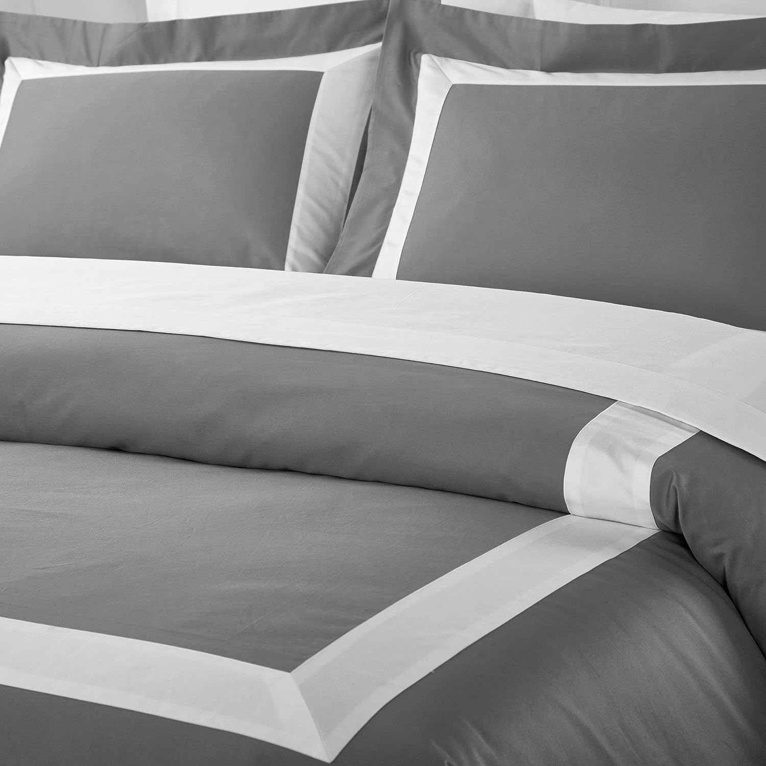 Grey And White Luxury Multi Box Egyptian Cotton Duvet Set - Aura Living