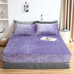 Velvet Fitted Sheet Set - Purple - Aura living