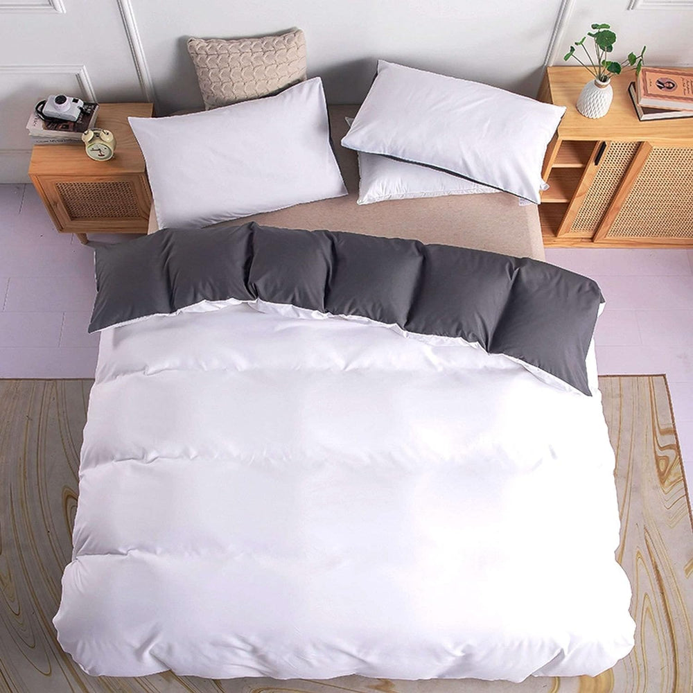 300 Tc Plain Dyed Reversible Cotton Duvet Cover Set - Royal Blue ang Light grey - Aura living