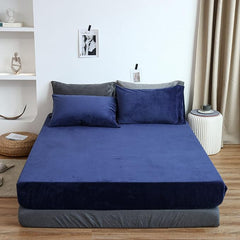 Velvet Fitted Sheet Set - Navy Blue - Aura living