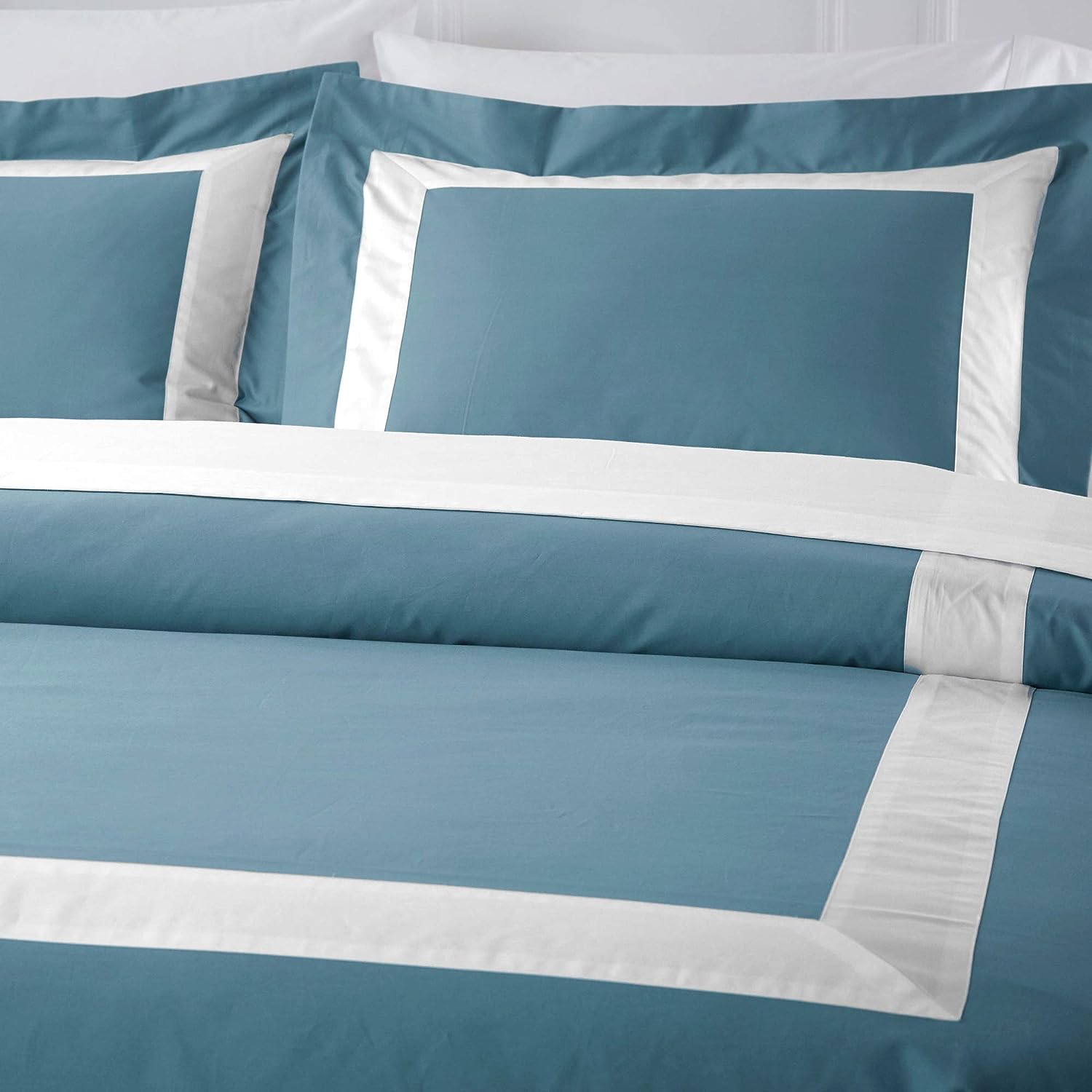 Aqua And White Luxury Multi Box Egyptian Cotton Duvet Set - Aura Living