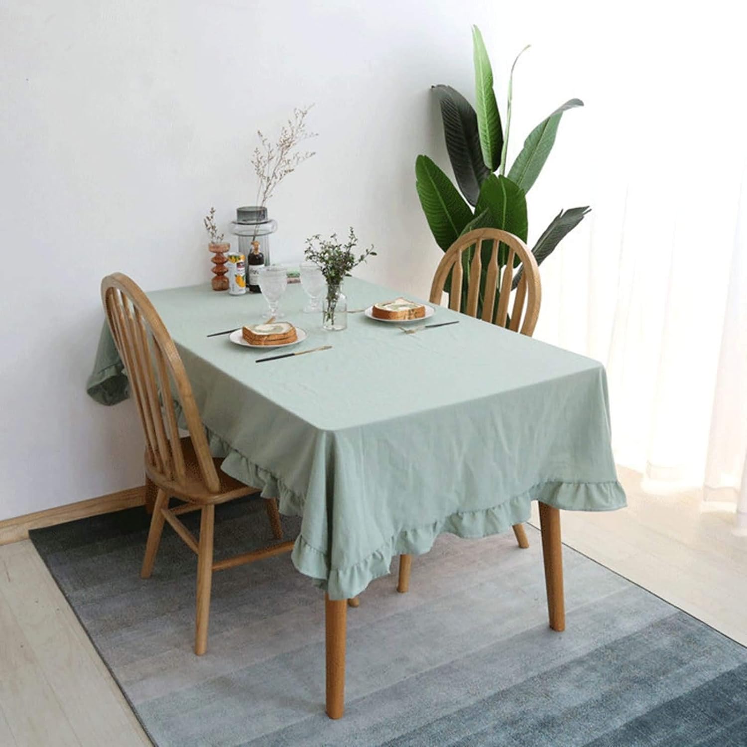 Decorative Cotton Tablecloth -With Frilled Bordered