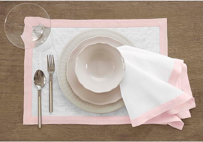 Plain Cotton Bordered Placemats, Sets - Aura living