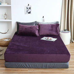 Velvet Fitted Sheet Set - Dark Purple - Aura living
