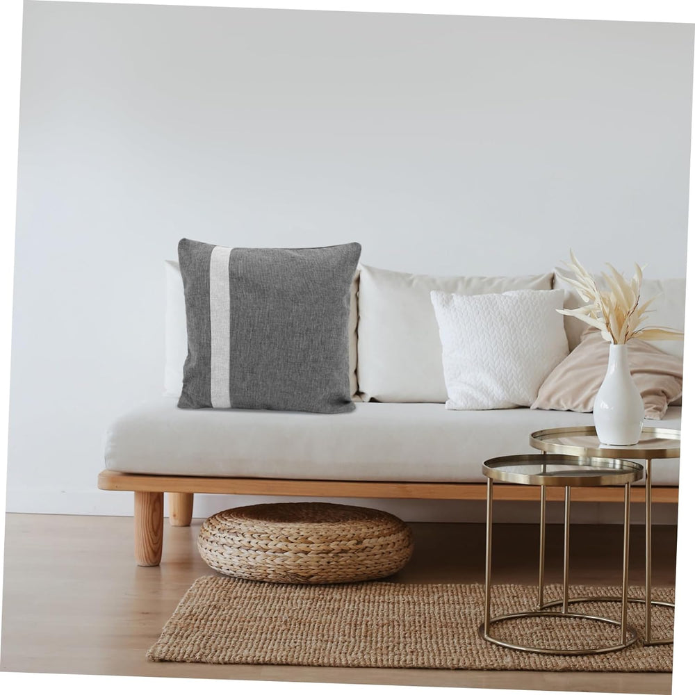 Striped Jute Cushion Cover- Charcoal Grey - Aura living