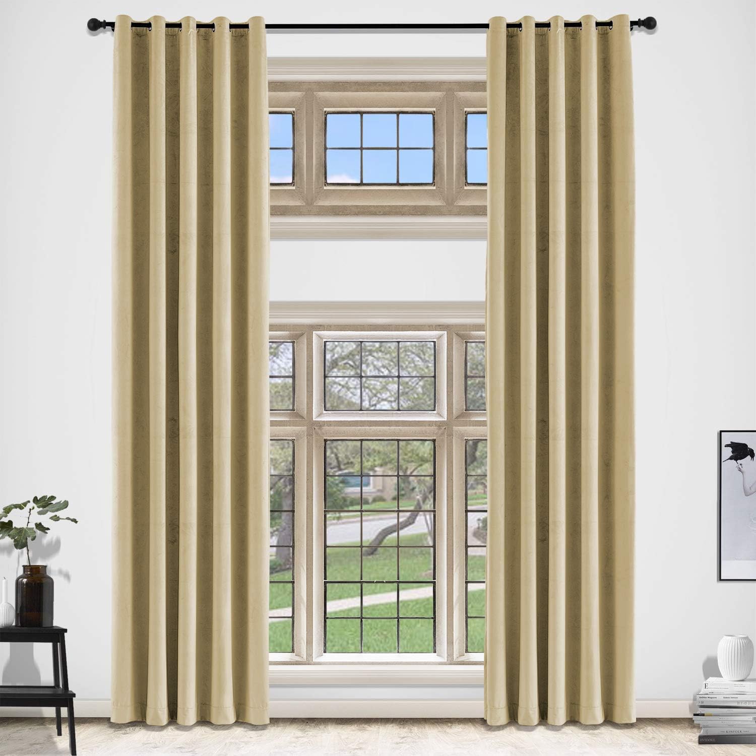 Khaki Premium Quality Velvet Curtain -1 Panel - Aura Living