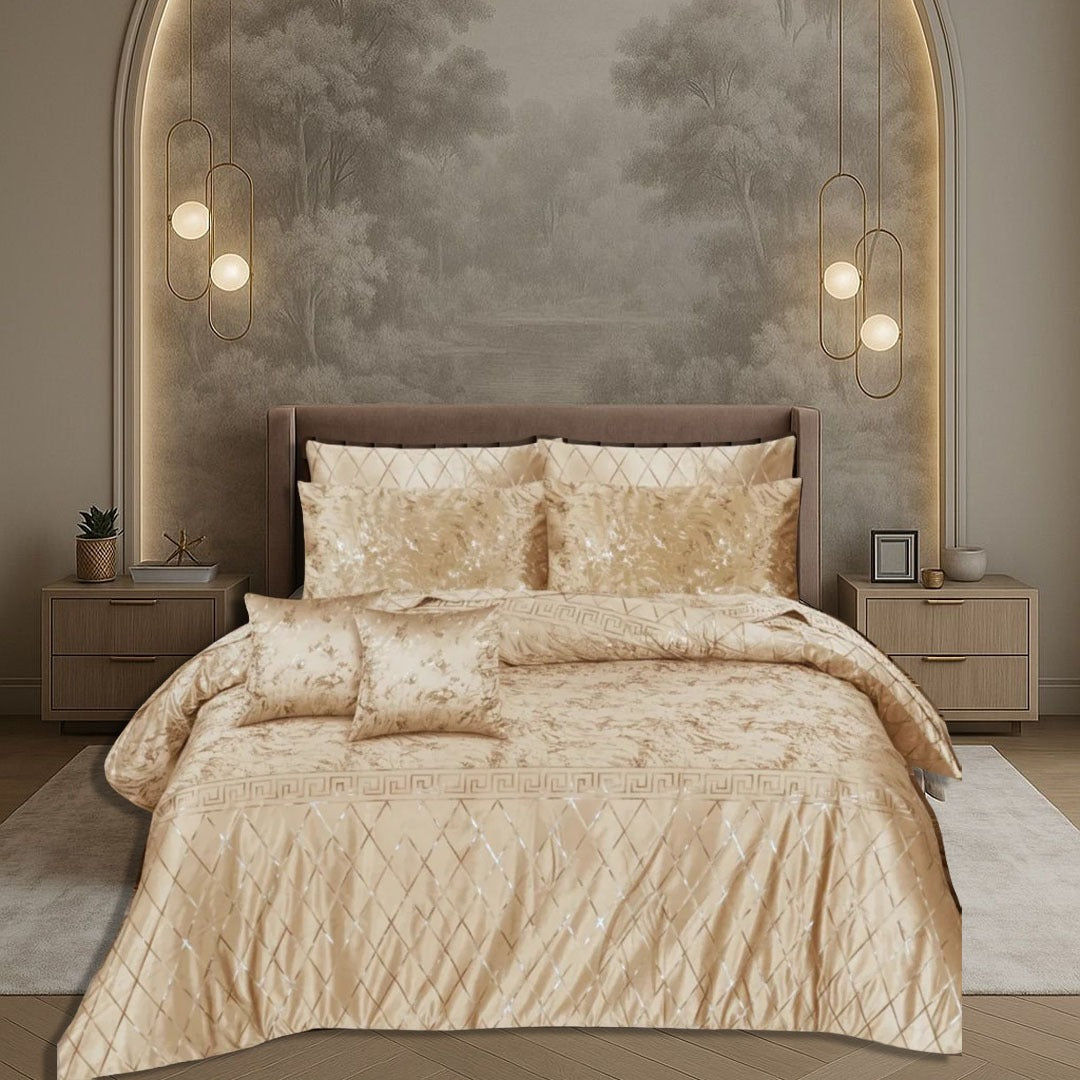 8 Pcs Greek Border Velvet Duvet Cover Set - Skin