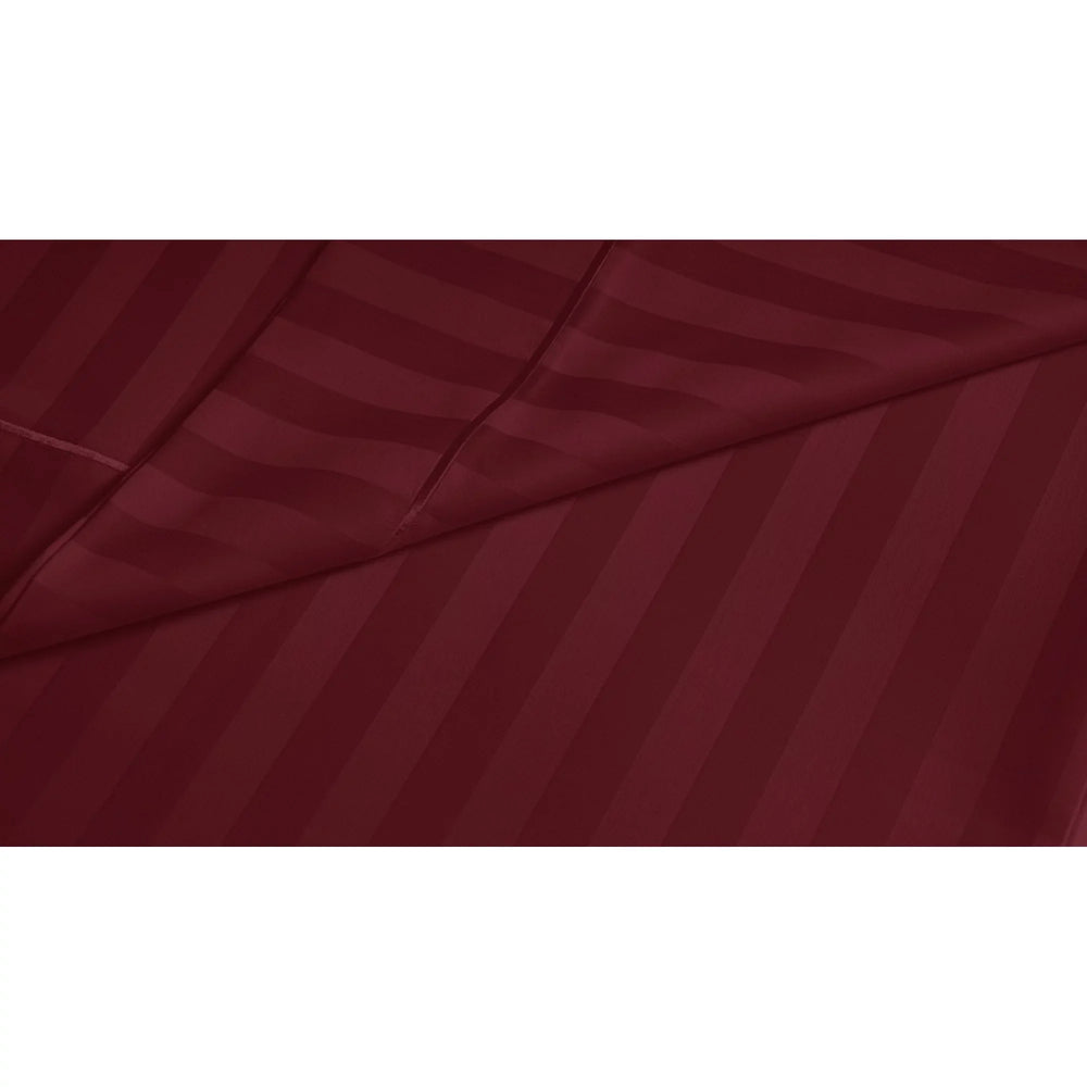 Luxury Strip Satin Bed sheet Set - Burgundy - Aura Living