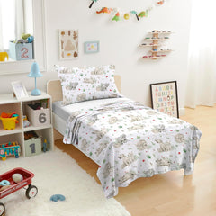 Printed Kids Bed sheet Set - Woodland Animal