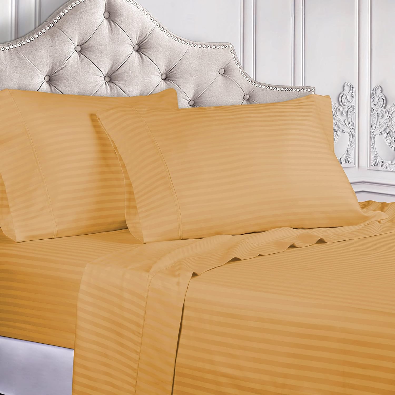 Luxury Satin Stripe  Fitted sheet set Burgundy