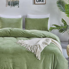 Luxury Velvet Duvet Cover Set - Parrot Green - Aura Living