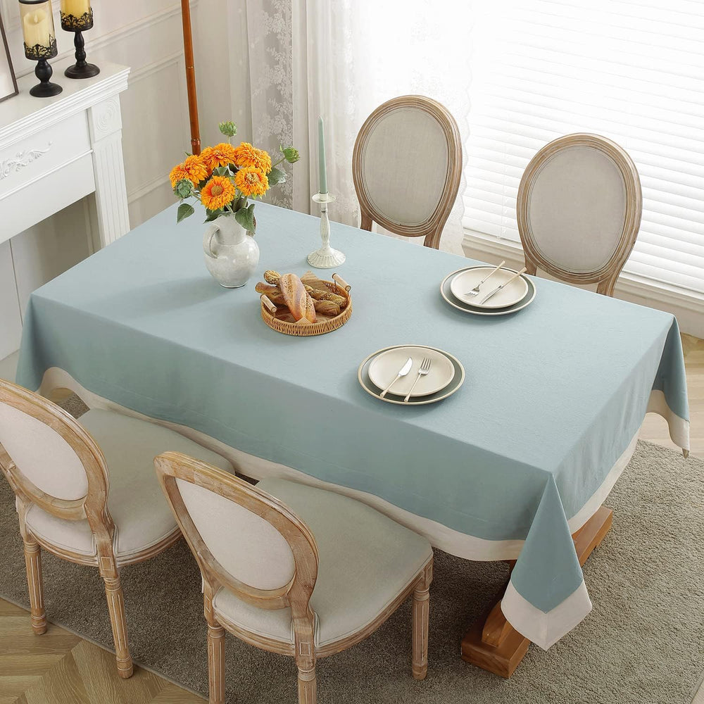 Decorative Tablecloth - Sea Blue With White Bordered - Aura Living