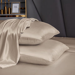 Luxury Cotton Satin 6 Pcs Flat Fitted sheet and Duvet Cover Set -