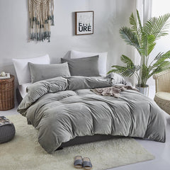 Luxury Velvet Duvet Cover Set - Grey - Aura Living