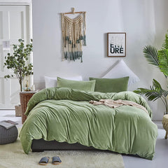 Luxury Velvet Duvet Cover Set - Parrot Green - Aura Living