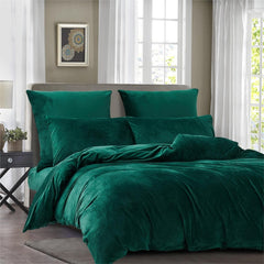 Luxury Velvet Duvet Cover Set - Teal Green - Aura Living