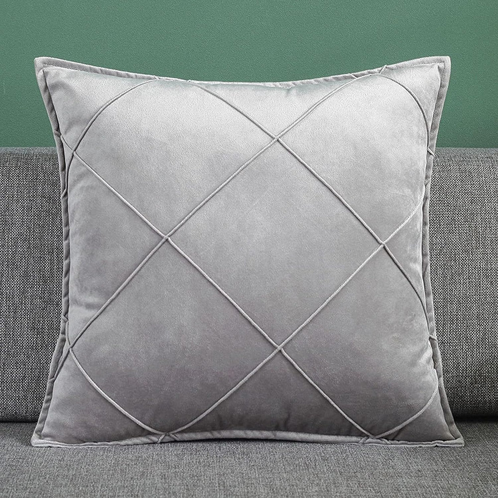 Pack of 2 Velvet Decorative Cross Pleated Cushions - Aura Living