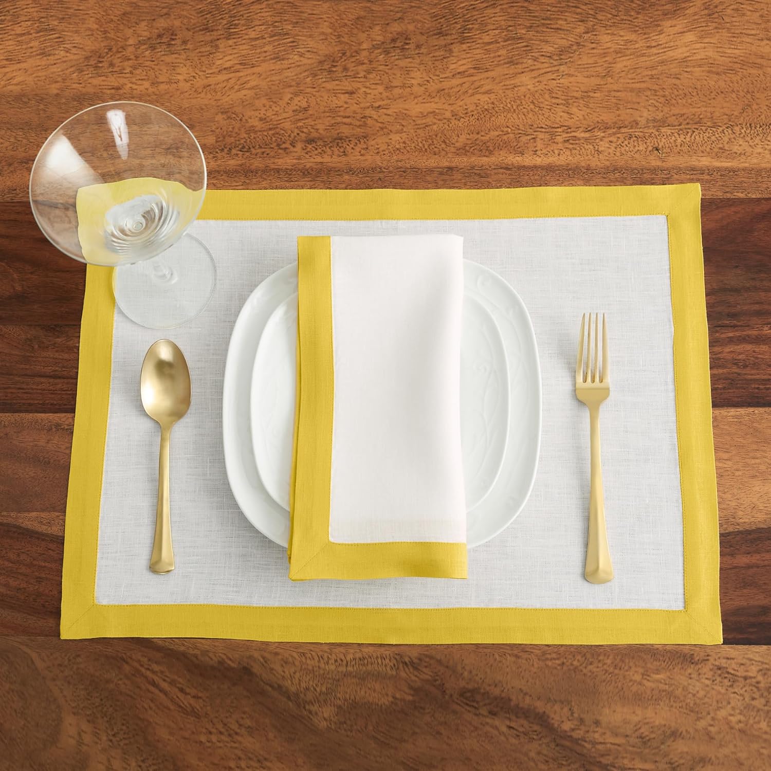 Plain Cotton Bordered Placemats, Sets - Aura living