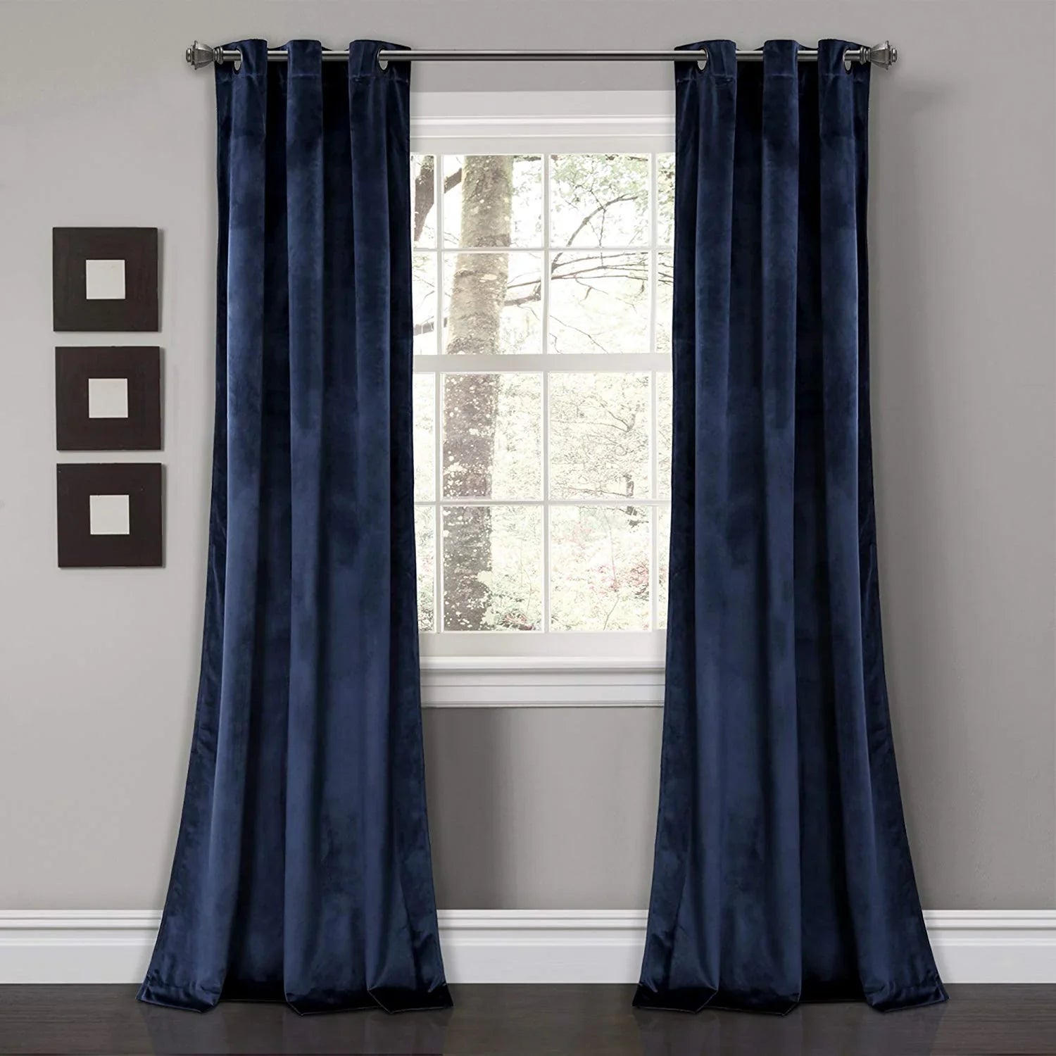 Medium Blue Premium Quality Velvet Curtain -1 Panel - Aura Living