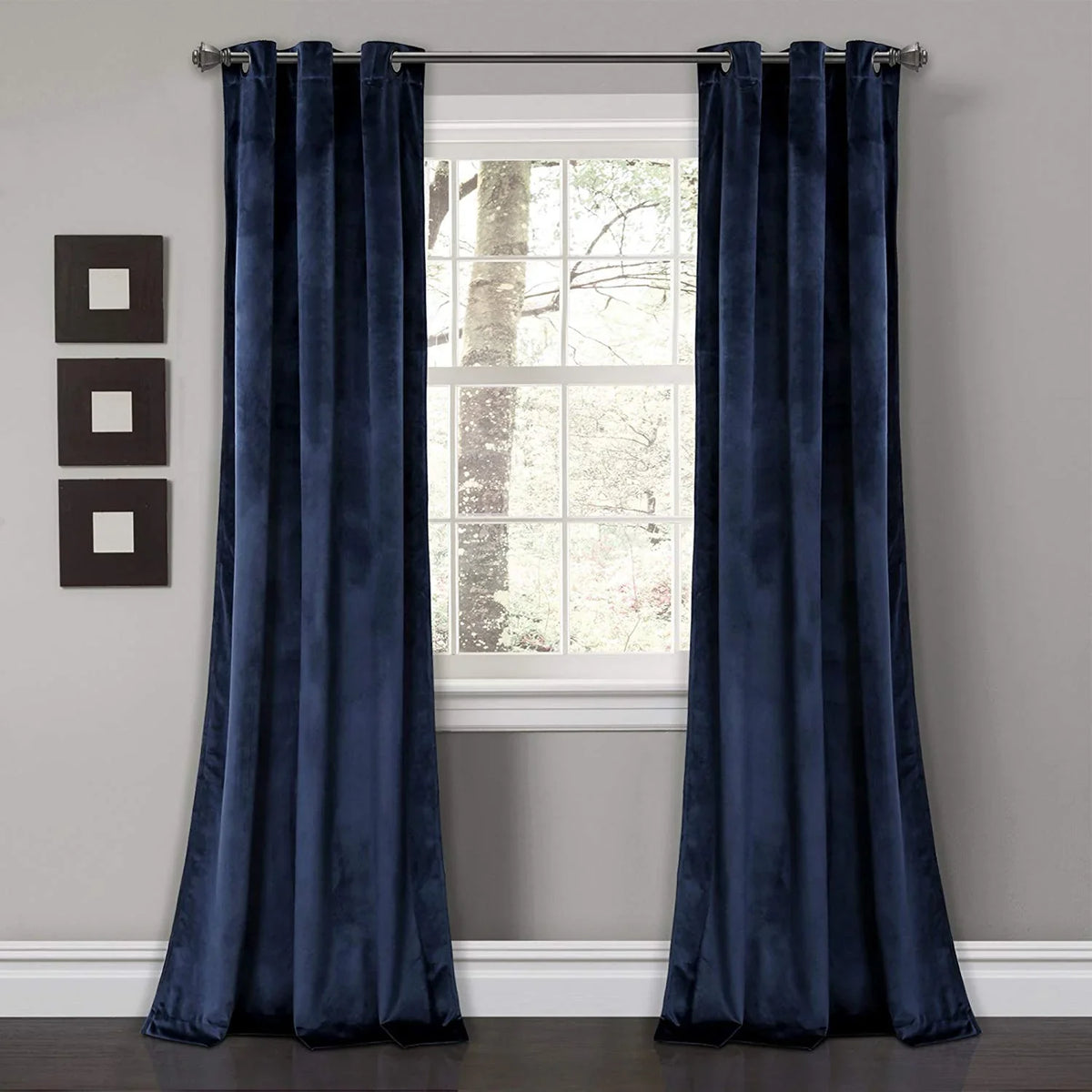 Medium Blue Premium Quality Velvet Curtain -1 Panel - Aura Living