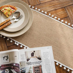 Jute Table Runner- with pom pom
