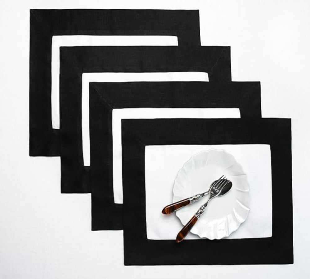 Plain Cotton Bordered Placemats, Sets - Aura living