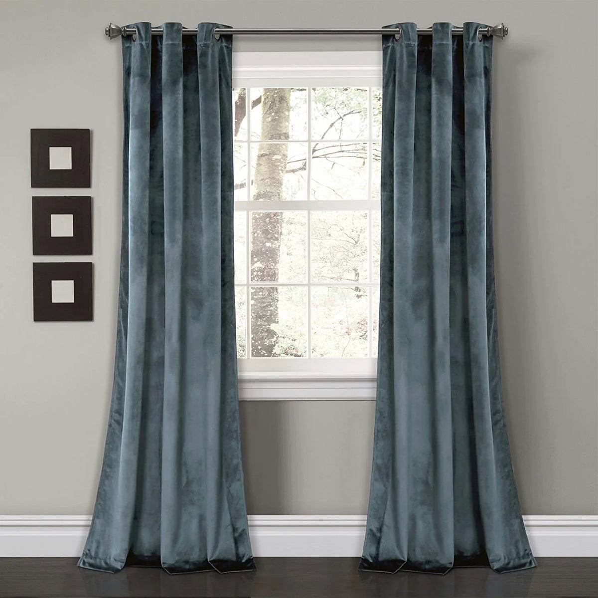 Slat Grey Premium Quality Velvet Curtain -1 Panel - Aura Living
