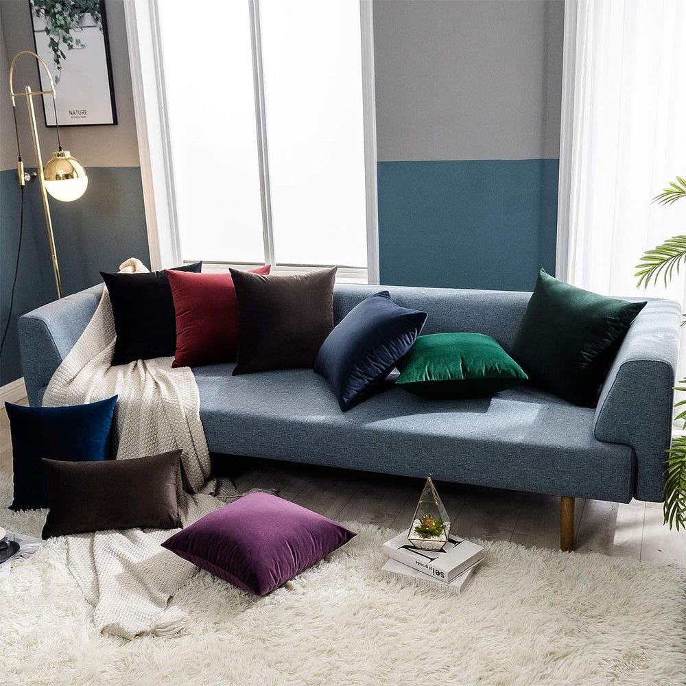 Pack of 2 Velvet Plain Decorative Cushions - Aura living