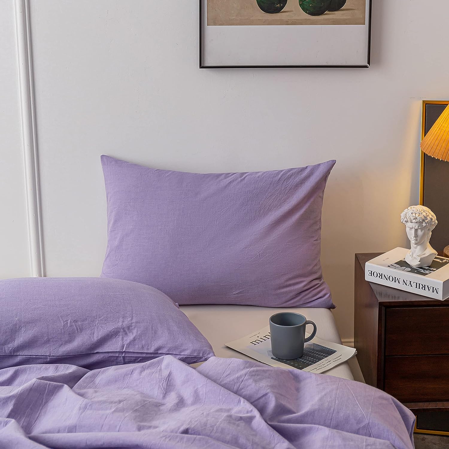 Plain Dyed Duvet Cover Set-Purple - Aura Living
