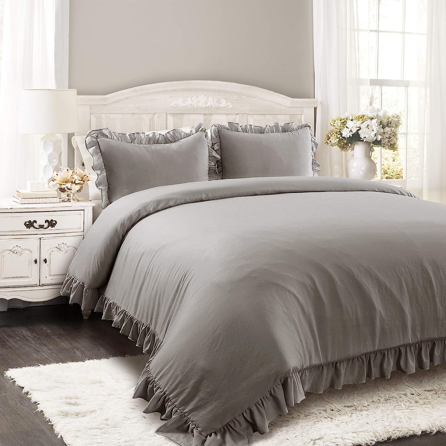 Luxury Cotton Frilled Duvet Cover Set - Beige - Aura Living
