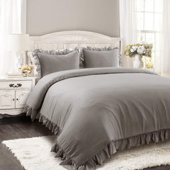 Luxury Cotton Frilled Duvet Cover Set - Beige - Aura Living