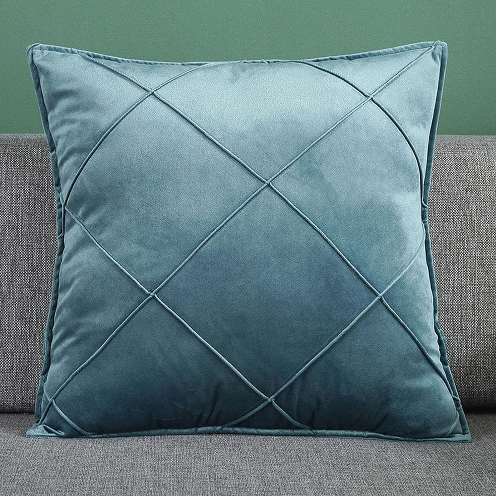 Pack of 2 Velvet Decorative Cross Pleated Cushions - Aura Living