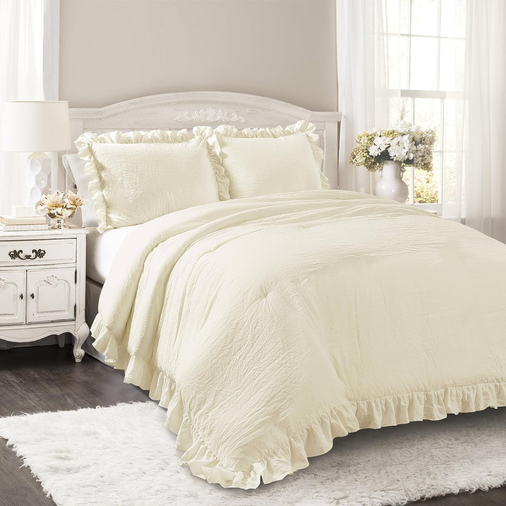 Luxury Cotton Frilled Duvet Cover Set - Beige - Aura Living