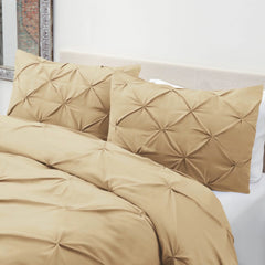 Luxury Cotton Satin Pintuck Duvet Cover Set -Beige - Aura Living