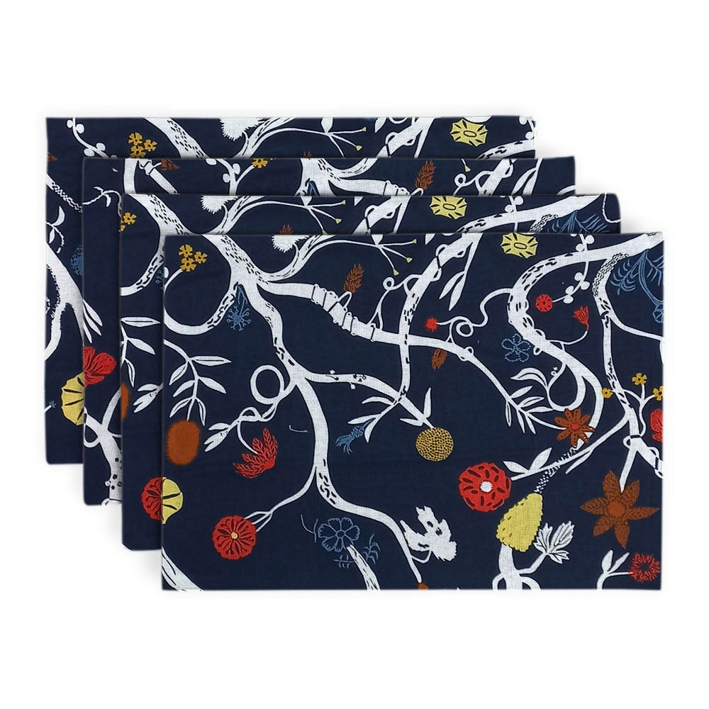 Printed CottonRe Revrsable Dinning Set - Blue Bells