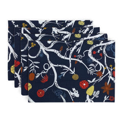 Printed CottonRe Revrsable Dinning Set - Blue Bells