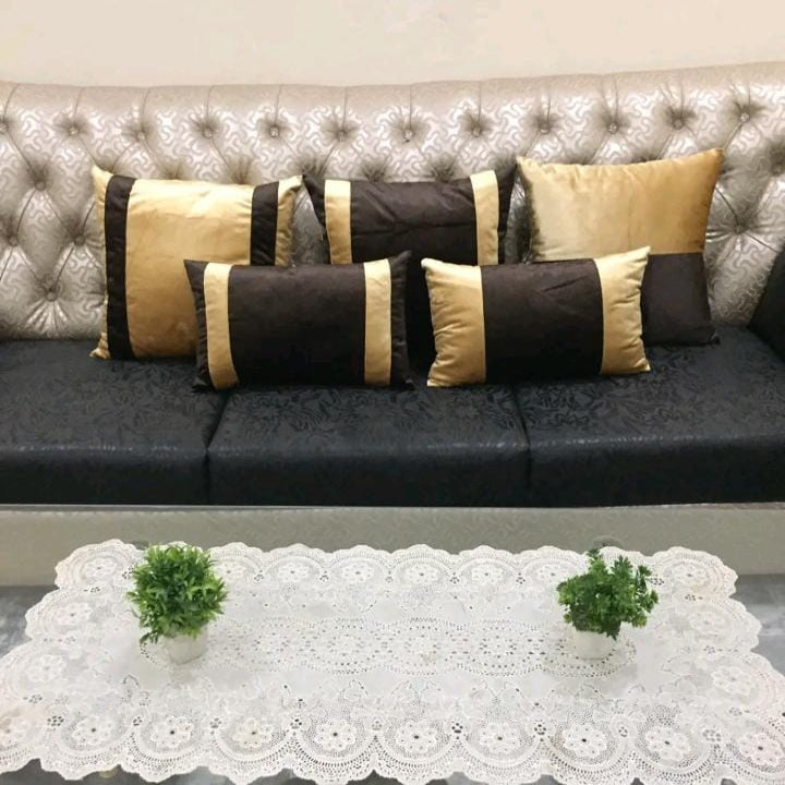 pack of 5 Cabana Strip Cushion Cover Gold and Brown