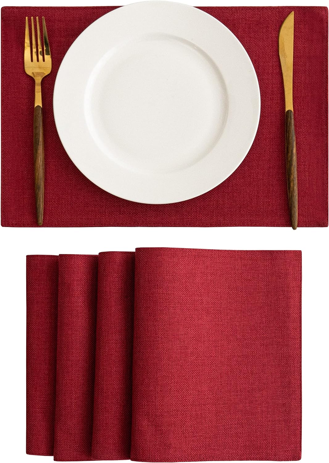 Jute Table Mat Set - Red - Aura Living