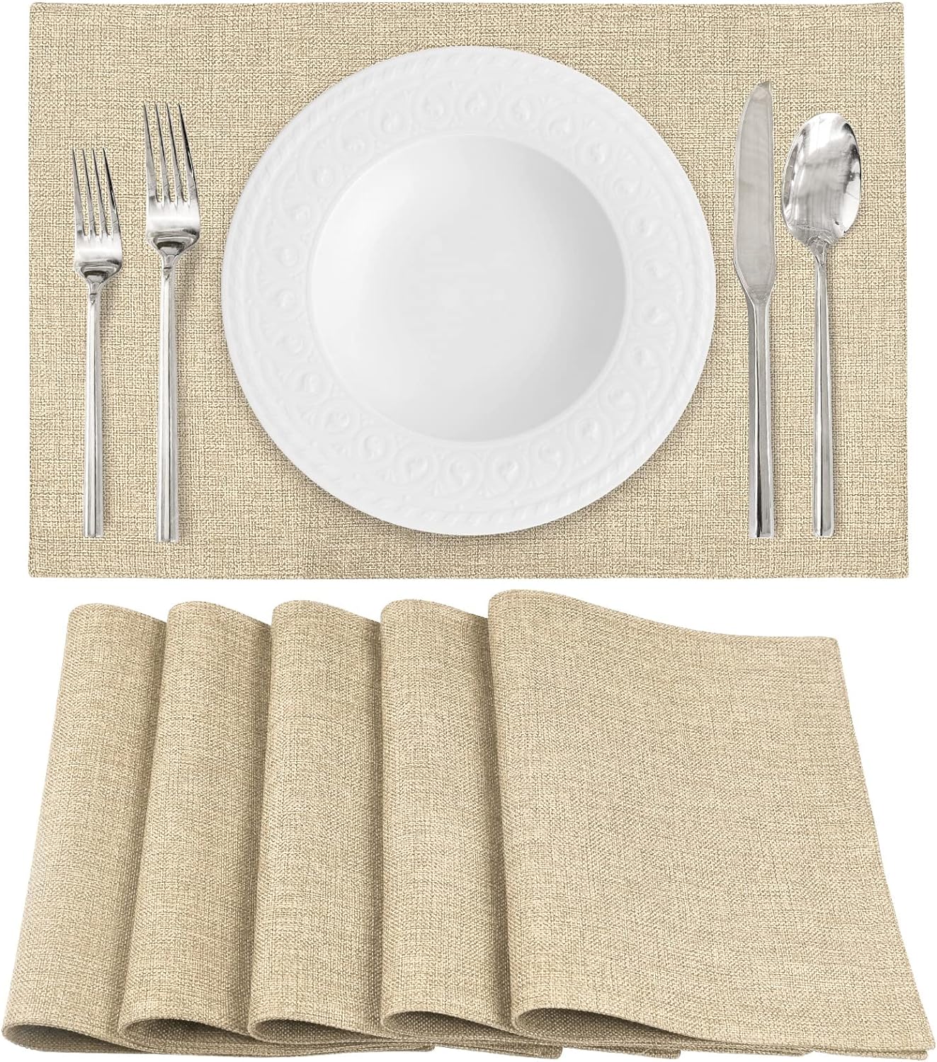 Jute Table Mat Set - Beige - Aura Living