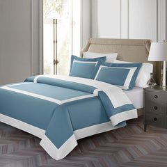 Aqua And White Luxury Multi Box Egyptian Cotton Duvet Set - Aura Living