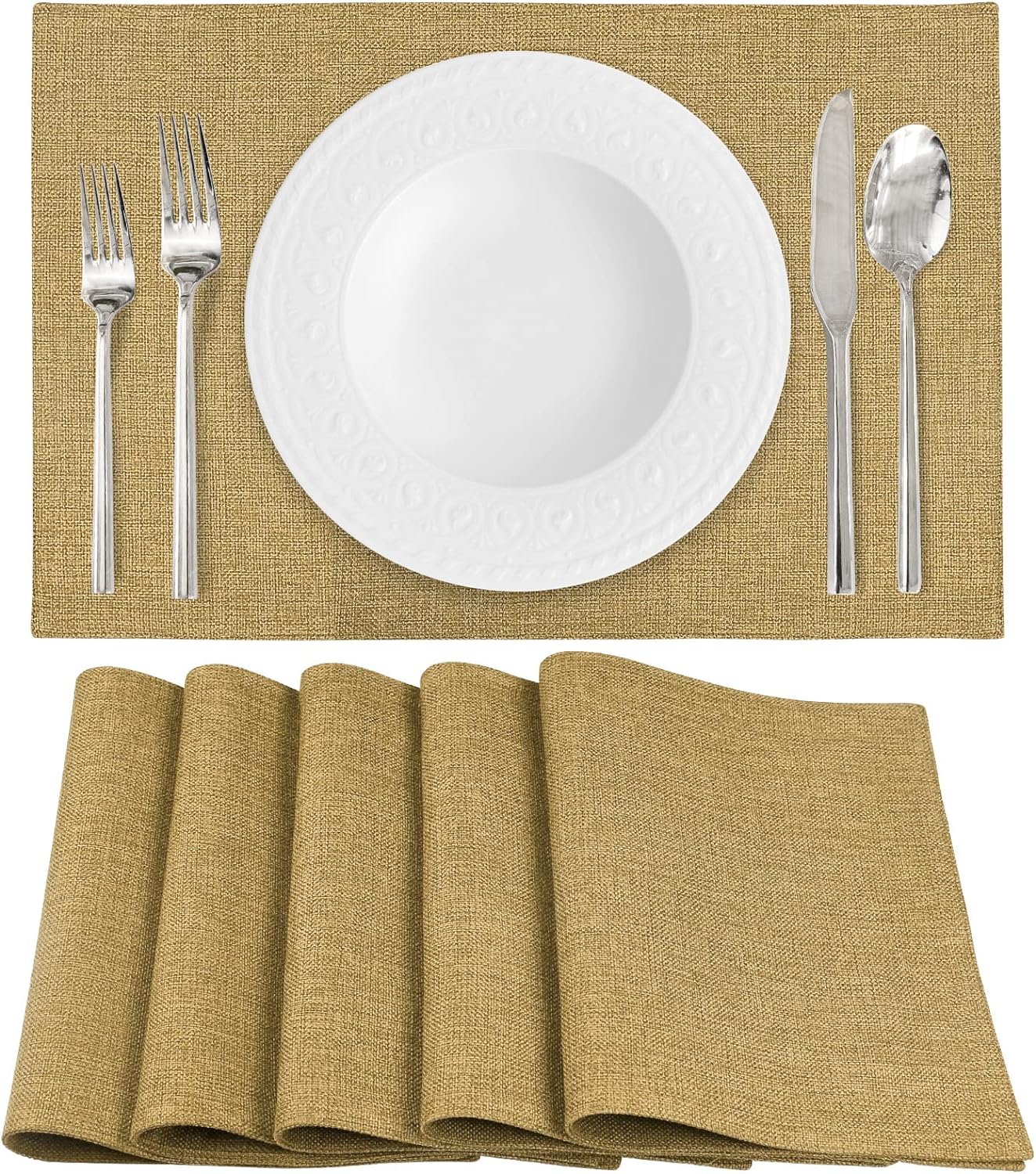 Jute Table Mat Set - Dark Beige - Aura Living