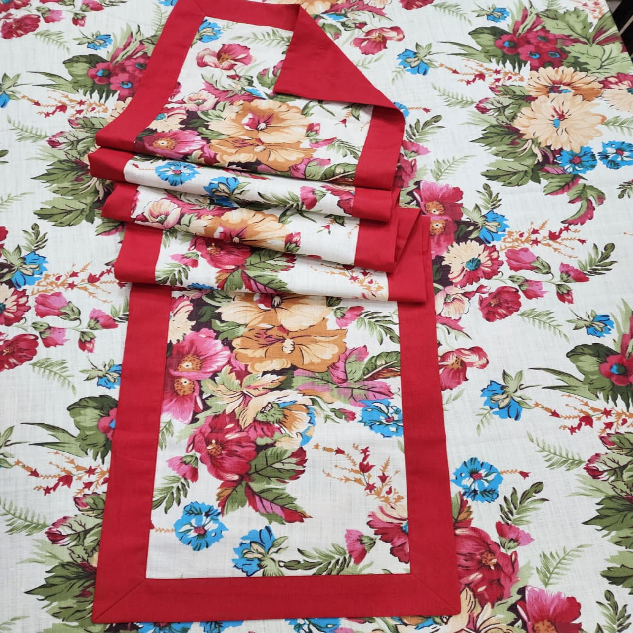 Printed Cotton Reversable Dinning Set - Rosewood Flowral