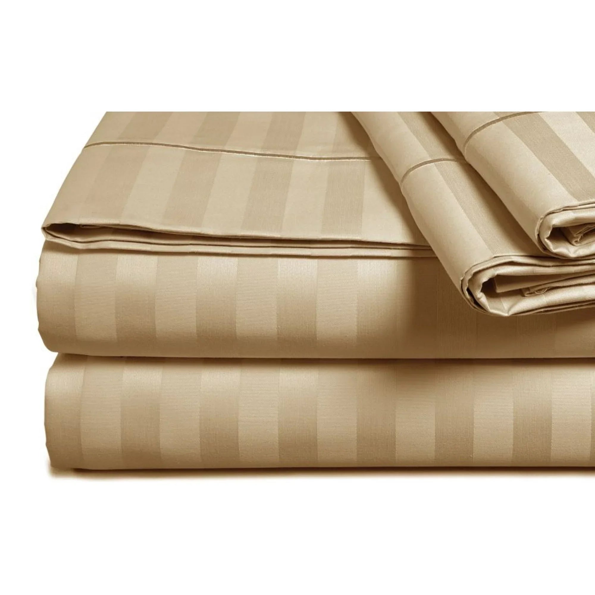 Luxury Strip Satin Bed sheet Set - Beige - Aura Living