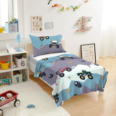 Printed Kids Bed sheet Set - Moter Cars