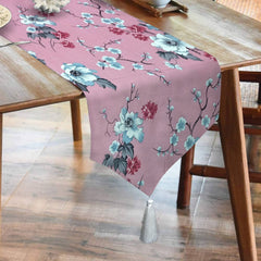 Durable Cotton Duck Printed Table Runner With Tesals -New Rose Garden