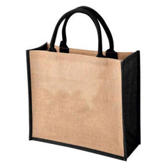 Jute Tote Shopping  Bag With Black gazette