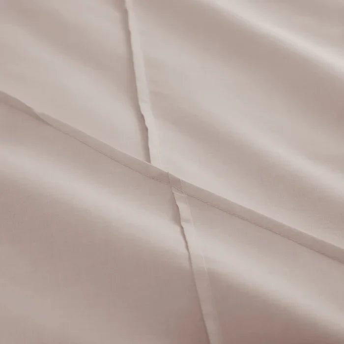 Geometric Pleated Cotton Satin Duvet Cover Set - Blush - Aura Living