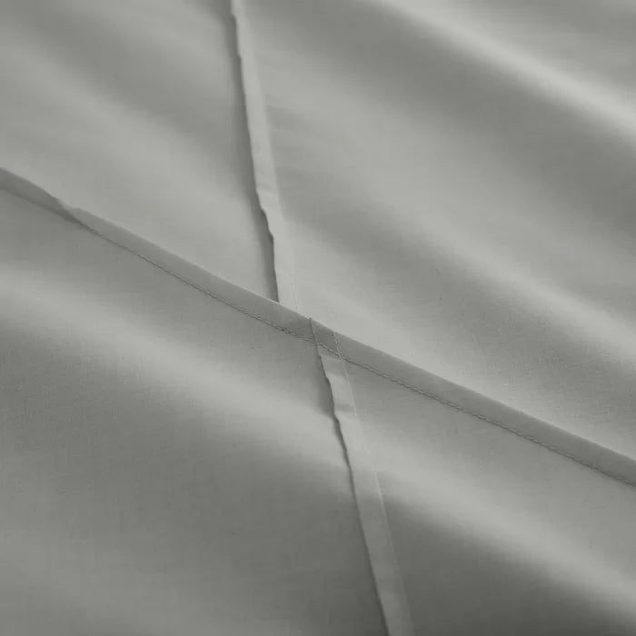 Geometric Pleated Cotton Satin Duvet Cover Set - Light Grey - Aura living