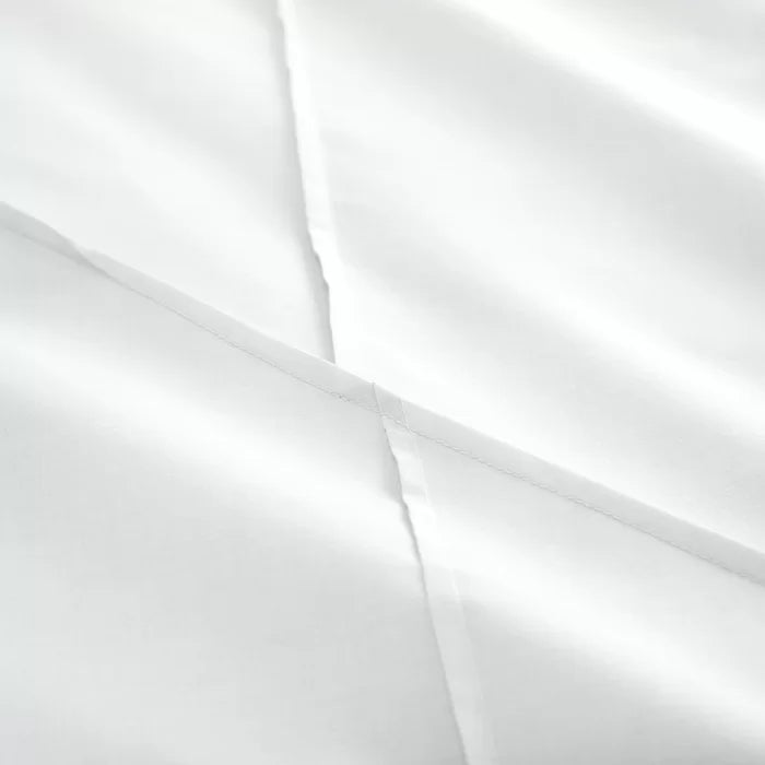 Geometric Pleated Cotton Satin Duvet Cover Set - White - Aura living