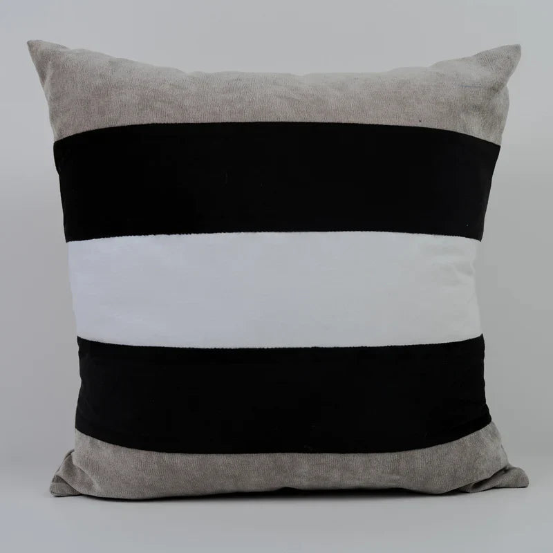 Cabana Strip Cushion Cover Grey and Black - Aura Living